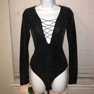Black Sparkly Night-Out Leotard, Never Worn